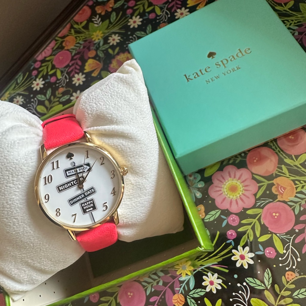 Rare Collector’s Kate Spade Women's Metro Street Signs Pink Leather Watch 34mm